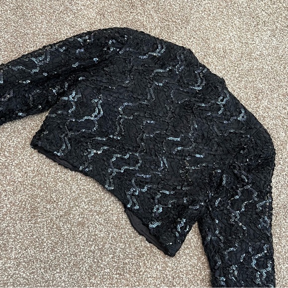 80s vintage black sequin shrug jacket party jacket - sparkle evening jacket - Picture 9 of 9